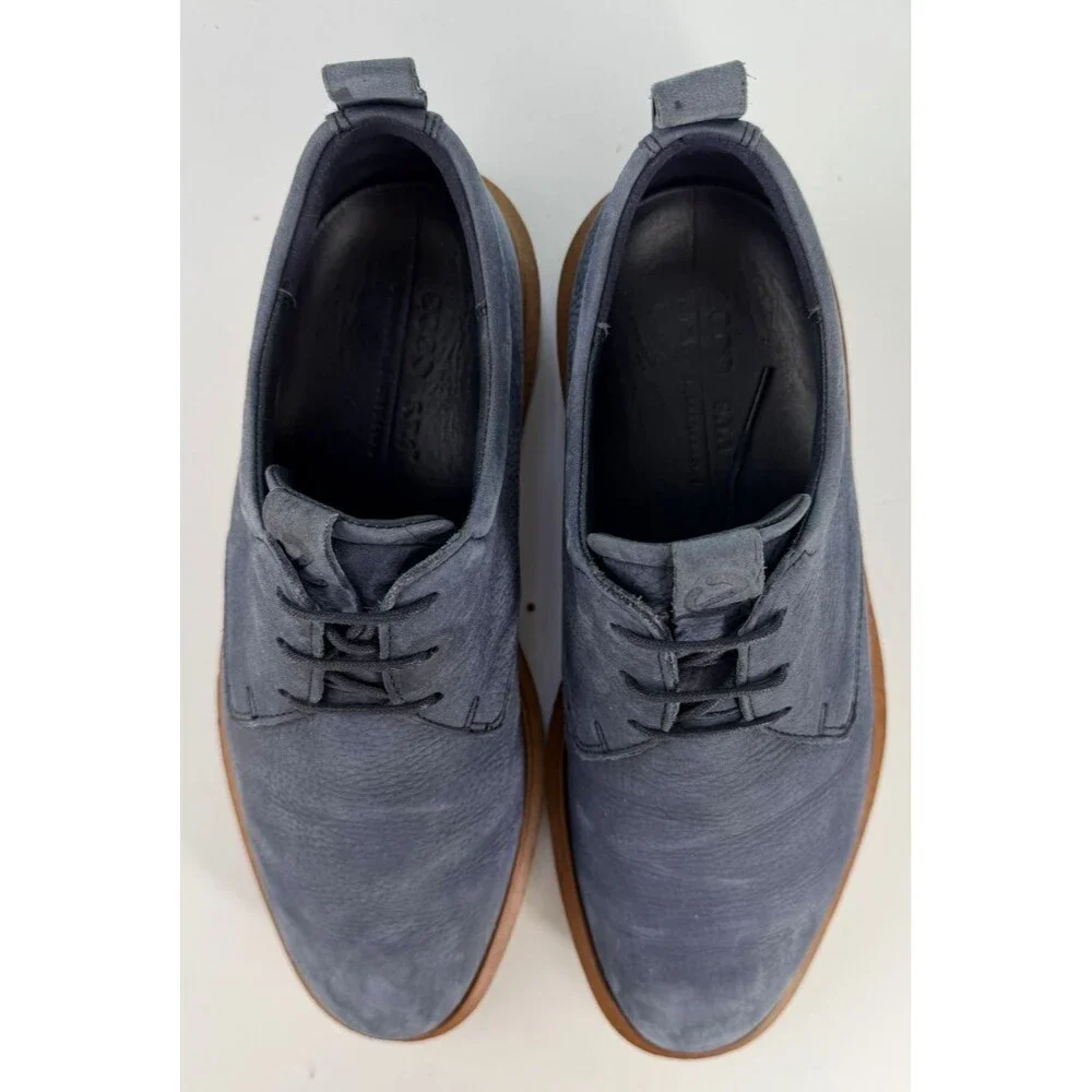 ECCO ST.1 Hybrid Men's Plain Toe Derby Shoes Size EU 40 US 6-6.5 Leather Blue